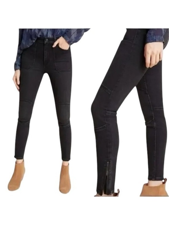 Pilcro and the Letterpress Denim - Pilcro and the Letterpress High Rise Black Moto Skinny Jeans Size 30